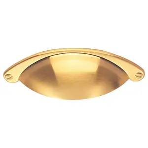 Traditional Cup Pull Handle 104 x 26mm 64mm Fixing Centres Satin Brass