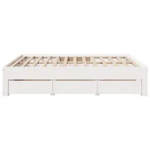 Berkfield Bed Frame without Mattress with Drawers White 180x200 cm Super King Solid Wood Pine