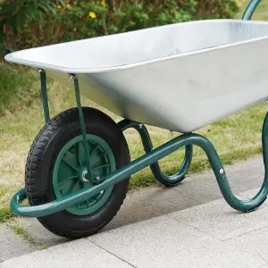 Heavy Duty 85L Litre Wheelbarrow Steel Garden Cart Pneumatic Tyre