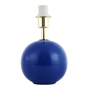 Traditional Classic Round Ceramic Table Lamp Base in Midnight Blue Gloss Finish