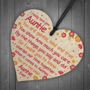 Red Ocean Auntie Birthday Gifts From Niece And Nephew Wooden Heart Sister Christmas Gift