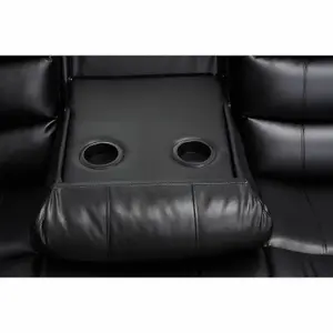 Roma 5 Seater Leather Recliner Corner Sofa Set Black