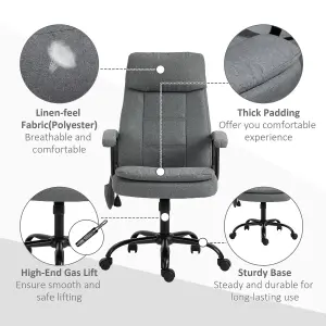 Vinsetto Massage Office Chair Linen Computer Chair with Adjustable Height Grey