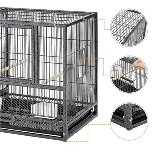 Yaheetech Black Stackable Wide Bird Cage Divided Breeder Cage