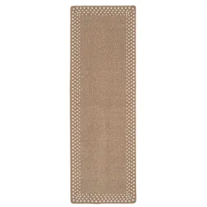 Beige Polka Dot Bordered Non Slip Washable Kitchen Utility Mat 66x200cm