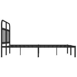 Berkfield Metal Bed Frame with Headboard Black 150x200 cm