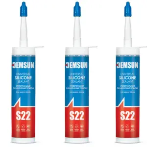 3 x Demsun Brown S22 Universal Silicone Sealant & Adhesive