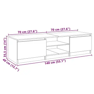 vidaXL TV Cabinet with LED Lights Concrete Grey 140x40x35.5 cm