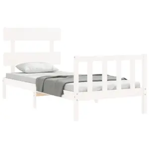 Berkfield Bed Frame with Headboard White 90x200 cm Solid Wood