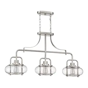 Elstead Trilogy 3 Light Island Pendant, Brushed Nickel, E27