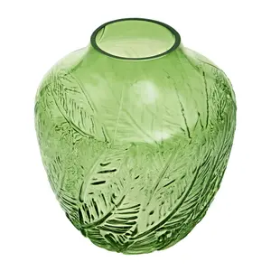 Interiors by Premier Corie Small Botanical Green Glass Vase