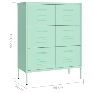 Berkfield Drawer Cabinet Mint 80x35x101.5 cm Steel