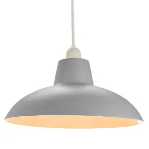 Industrial Retro Designed Matt Grey Curved Metal Ceiling Pendant Light Shade