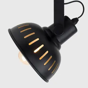 ValueLights Smedley Industrial Style Black and Gold 3 Way Adjustable Ceiling Spotlight