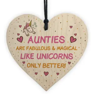 Auntie Plaque Hanging Wooden Heart Funny Auntie Gift Unicorn Plaque For Birthday Xmas