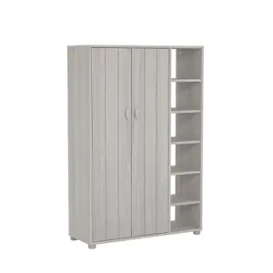 GFW Bideford Tall Shoe Cabinet Warm Grey Oak