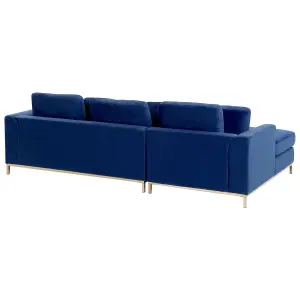 Left-Hand Corner Sofa OSLO Dark Blue Velvet Left Hand