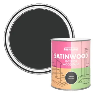 Rust-Oleum Natural Charcoal (Black) Satinwood Interior Paint 750ml