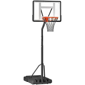 HOMCOM Basketball Hoop Freestanding 255-305cm Height Adjustable Stand w/ Wheels