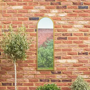 MirrorOutlet - The Arcus - Gold Metal Framed Arched Garden Wall Mirror 47" x 16" (120 x 40 cm)