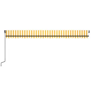 Berkfield Manual Retractable Awning with LED 600x350 cm Yellow and White