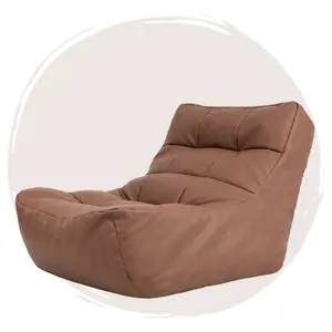 icon Lorenzo Faux Leather Bean Bag Lounger Brown Giant Bean Bags