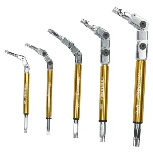 Multi Angle / Multi Jointed Flexi Spline Key Wrench Set 5pc M4 - M10