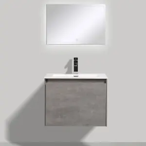 Rigel Concrete Wall Hung Bathroom Vanity Unit with White Basin (W)600mm (H)450mm