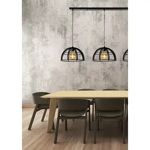 Lucide Dikra Modern Bar Pendant Light 40cm - 3xE27 - Black