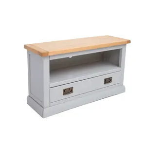 Loreo Light Grey 1 Drawer TV Cabinet Brass Drop Handle