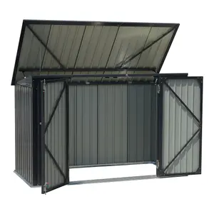 6 x 4 ft Metal Shed Garden Storage Shed Bin Bike Store for Bike Bicycle Garbage Bin Store,Charcoal Black