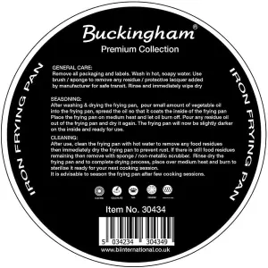 Buckingham Premium Iron Fry Pan Skillet Sauté Pan 25 cm