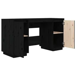 Berkfield Desk Black 140x50x75 cm Solid Wood Pine