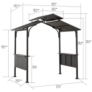 Sunjoy Grill Gazebo ASPE - 244cm x 152cm With 2 Shelves