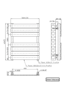 Rinse Flat Panel Bathroom Heated Towel Rail Ladder Radiator Warmer -650x500mm White