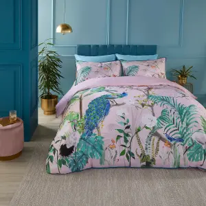 Peacock Jungle 100% Cotton Sateen Duvet Cover Set