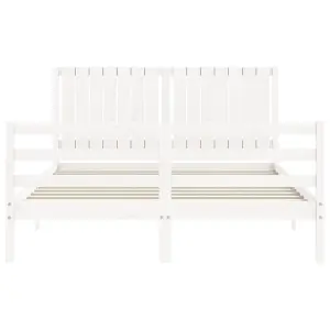 Berkfield Bed Frame with Headboard White 160x200 cm Solid Wood