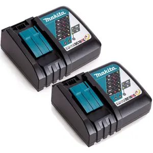 2x Makita DC18RC 18v 22min Intelligent FAST Lithium Battery Charger Black