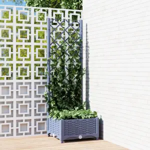 Berkfield Garden Planter with Trellis Dark Grey 40x40x121.5 cm PP