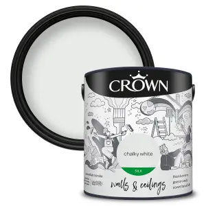 Crown Walls & Ceilings Silk Emulsion Paint Chalky White - 2.5L