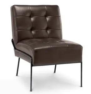 Faux Leather Accent Chair in Brown Office