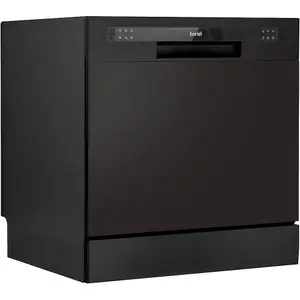 Portable Black Dishwasher for 8 Place Settings - Space-Saving Tabletop Model