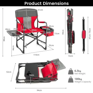 Costway Camping Directors Chair Portable Folding Camp Chair with Side Table & Cooler Bag