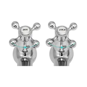 Basin Pillar Taps Victorian Bathroom Sink Taps for Basin Chromed Brass Basin Taps 665