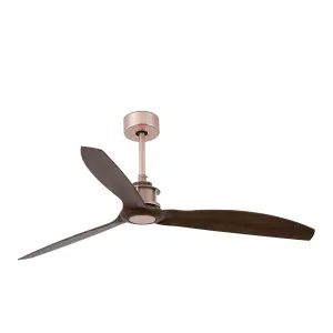 Luminosa Just Medium Ceiling Fan Wood, Copper - Optional LED Light Sold Separately