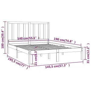 Berkfield Bed Frame Black Solid Wood Pine 140x190 cm