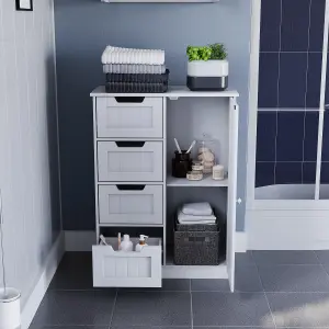 Hayle Matt White Freestanding Single Bathroom Drawer cabinet (H) 810mm (W) 600mm