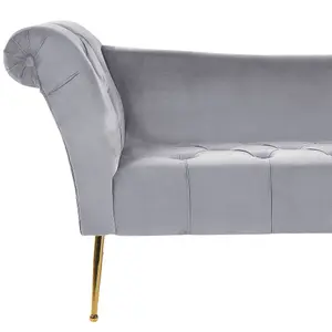 Velvet Chaise Lounge Grey NANTILLY