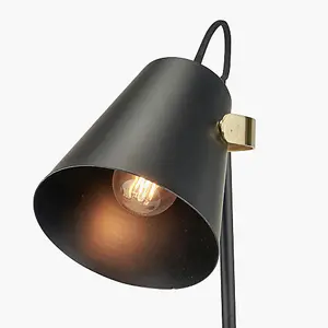 Black and Brushed Brass Task Table Lamp