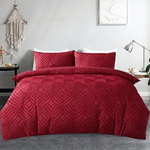 Solid Colour Duvet Cover Set with Pillowcases Burgundy / Kingsize